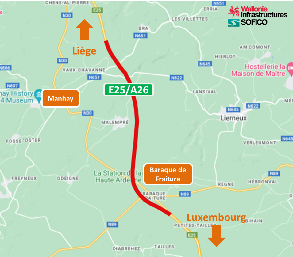 manhay chantier route e25 et a26