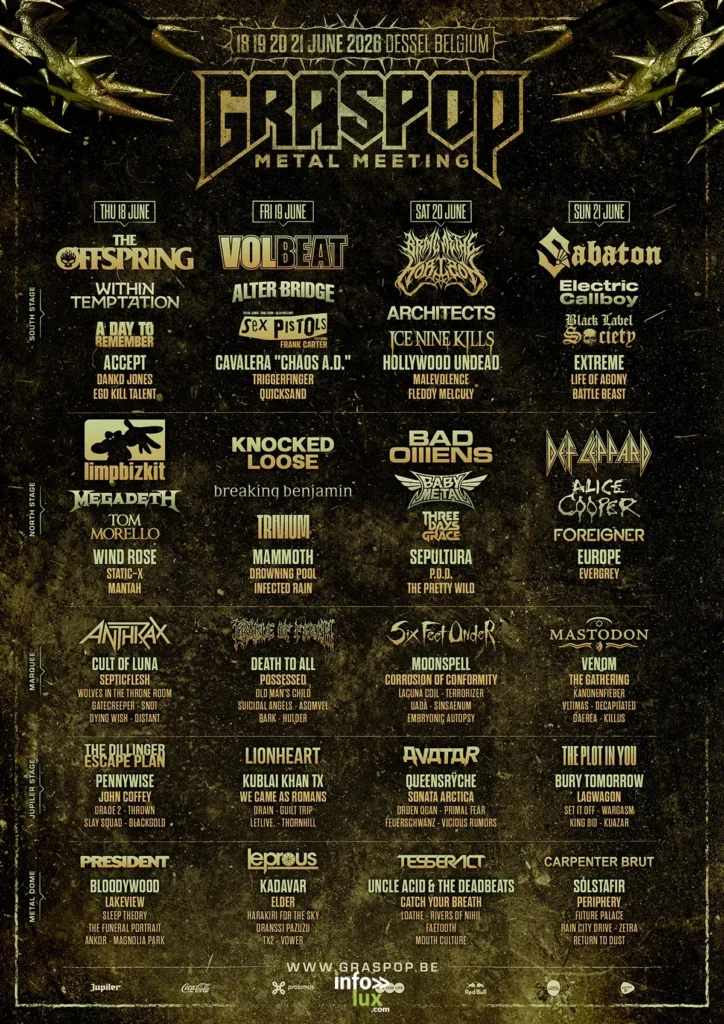 Dessel accueille Graspop Metal Meeting 2026 dans une ambiance déjà électrique à quelques jours de l’ouverture.