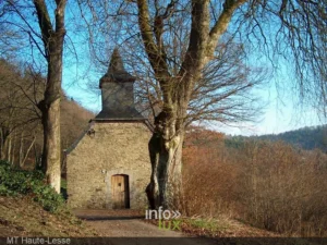 La chapelle Notre-Dame de Walcourt (1750) et ses tilleuls, à Lesse (Libin)
